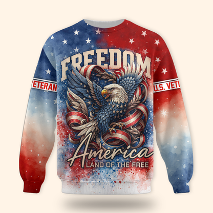 U.S. Veteran Hoodie – Freedom America Land of The Free, Patriotic Eagle Design
