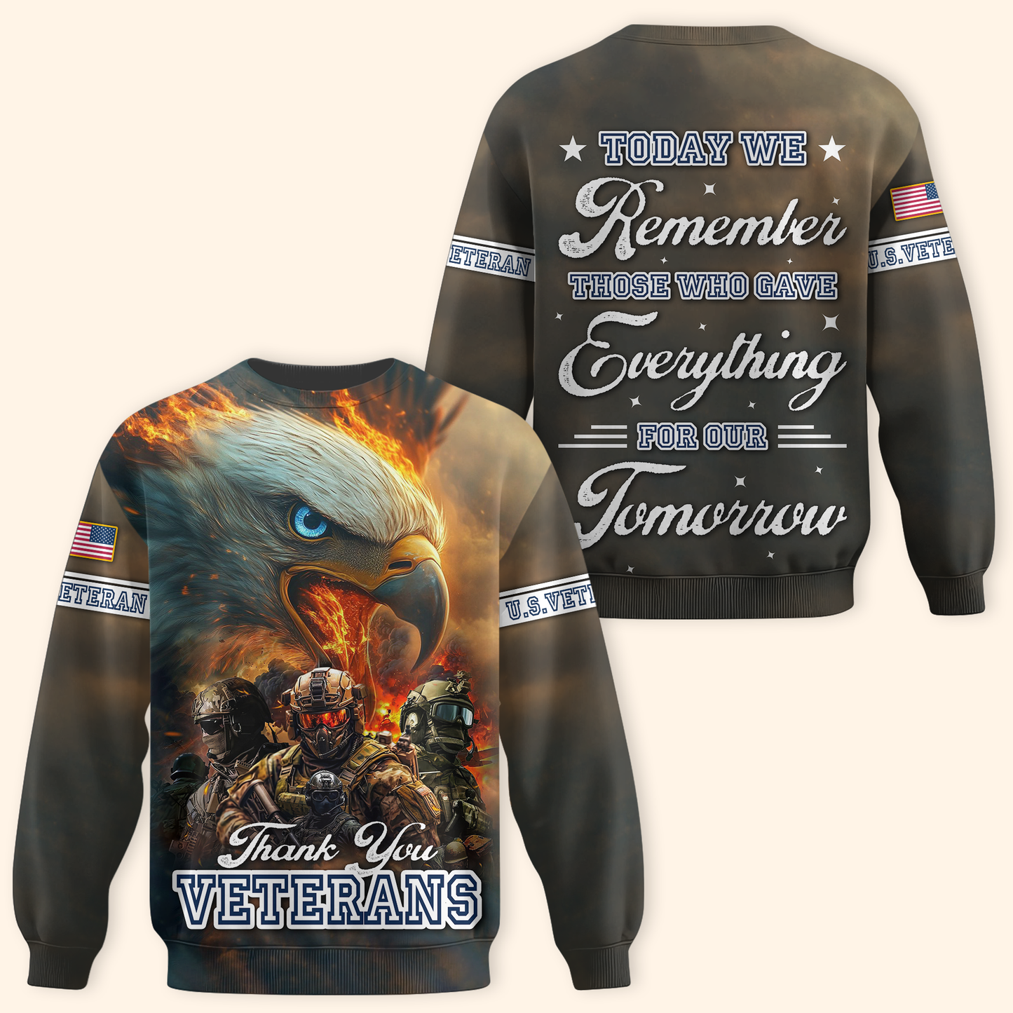 U.S. Veteran Hoodie – Thank You Veterans, Remember Those Who Gave Everything, Patriotic Zip Up Hoodie