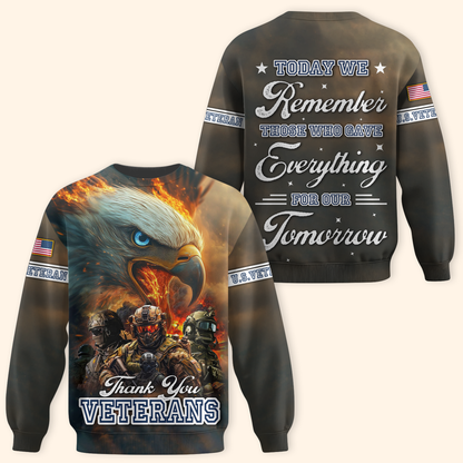 U.S. Veteran Hoodie – Thank You Veterans, Remember Those Who Gave Everything, Patriotic Zip Up Hoodie
