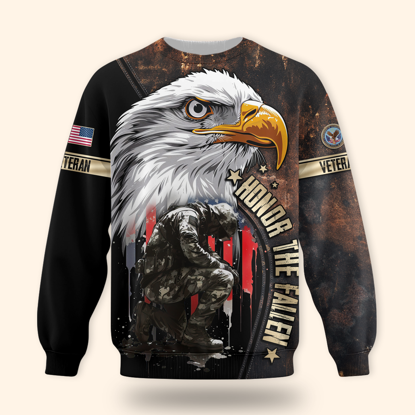 U.S. Veteran Hoodie – Eagle Design, Patriotic American Flag Zip Up MH2528