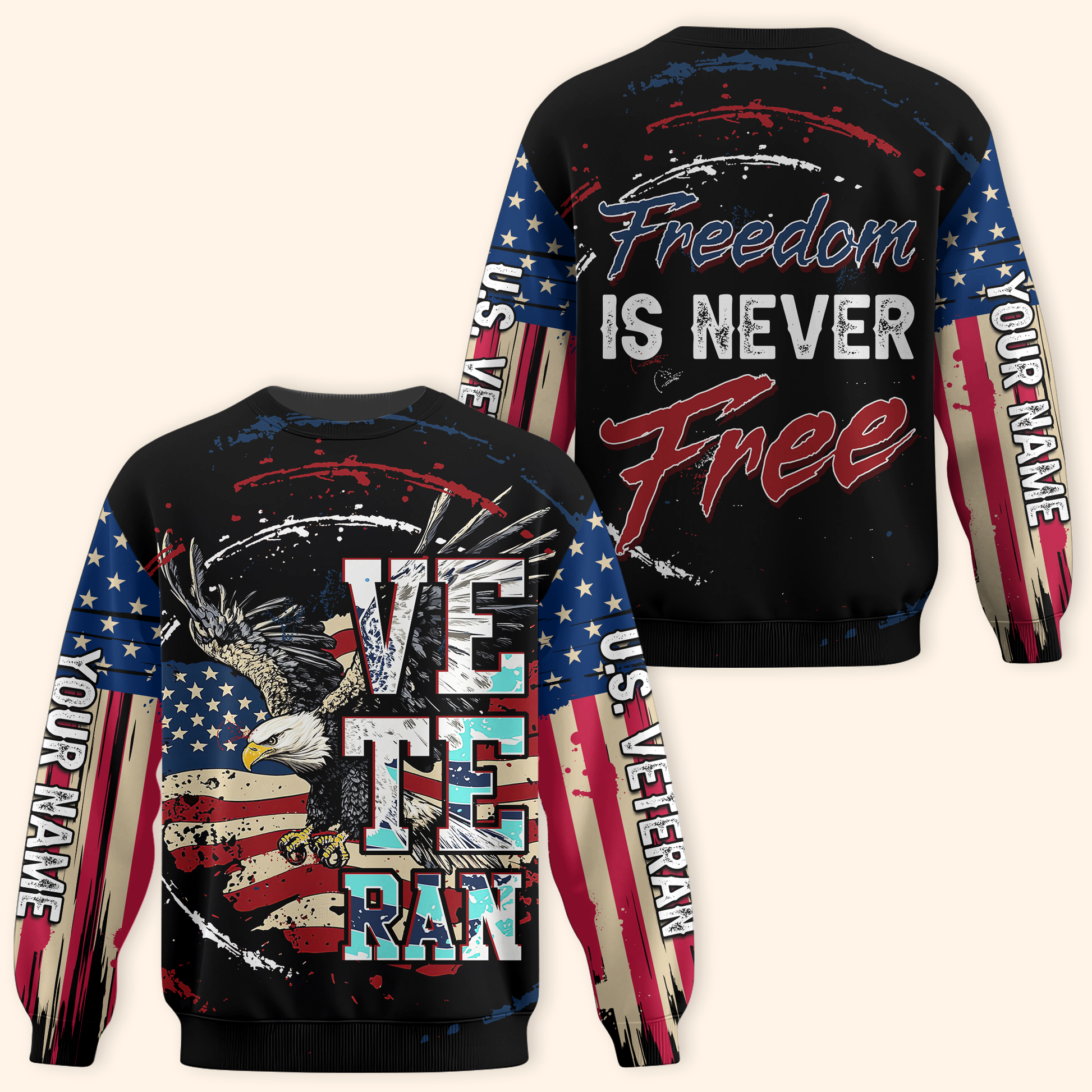US Veteran Eagle Hoodie – Freedom Is Never Free – American Flag Patriotic Zip Up, easychoo.com