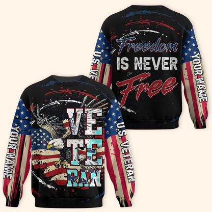 US Veteran Eagle Hoodie – Freedom Is Never Free – American Flag Patriotic Zip Up, easychoo.com