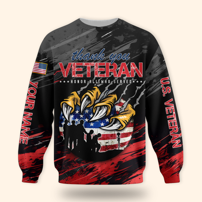 Personalized US Veteran Hoodie – Eagle Claw & Flag – Thank You Heroes Design, easychoo.com