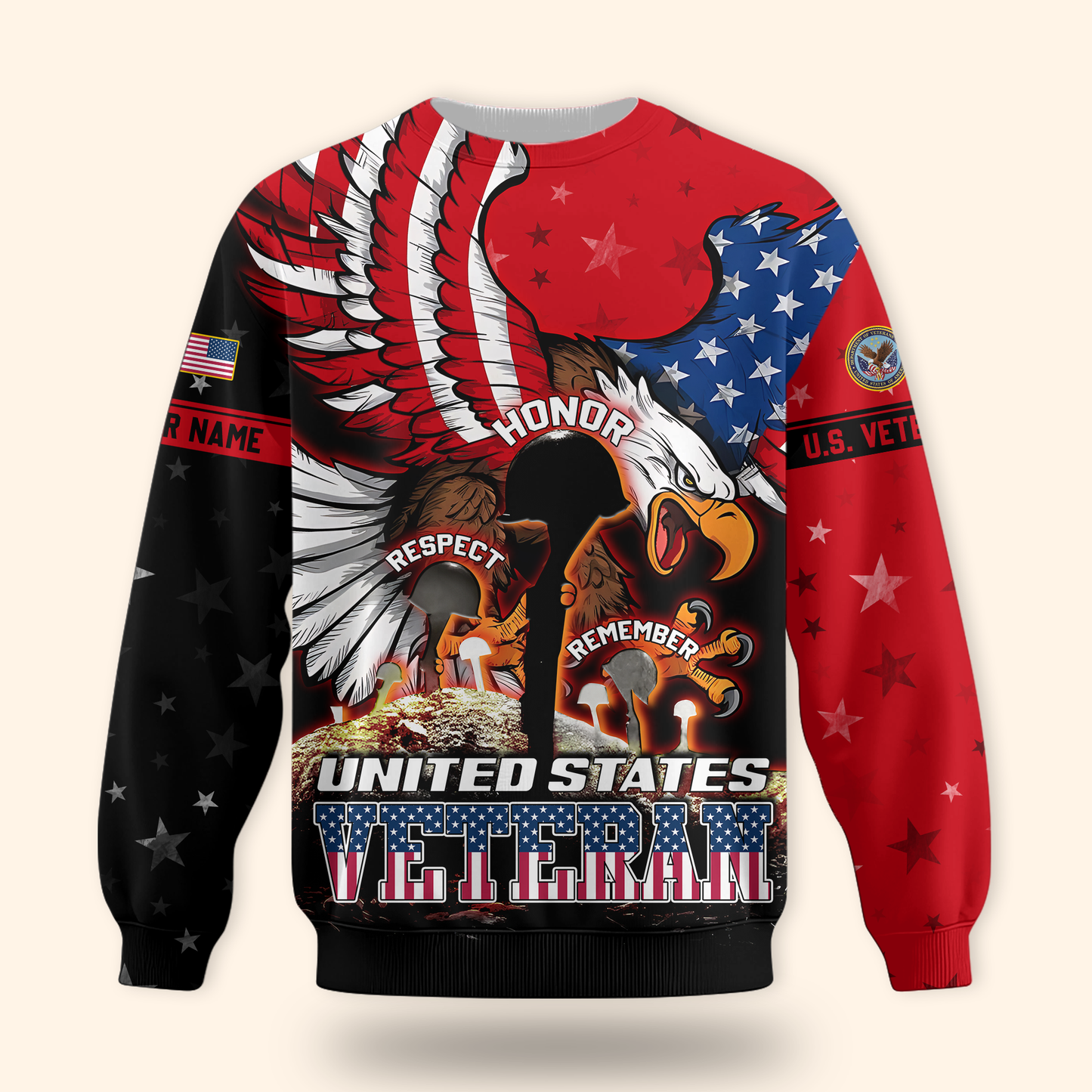 U.S. Veteran Hoodie – Honor Respect Remember Patriotic Zip Up Jacket