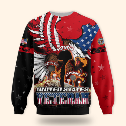 U.S. Veteran Hoodie – Honor Respect Remember Patriotic Zip Up Jacket