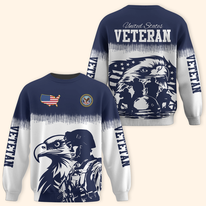 U.S. Veteran Hoodie – Eagle Design, Patriotic American Flag Zip Up MH2527