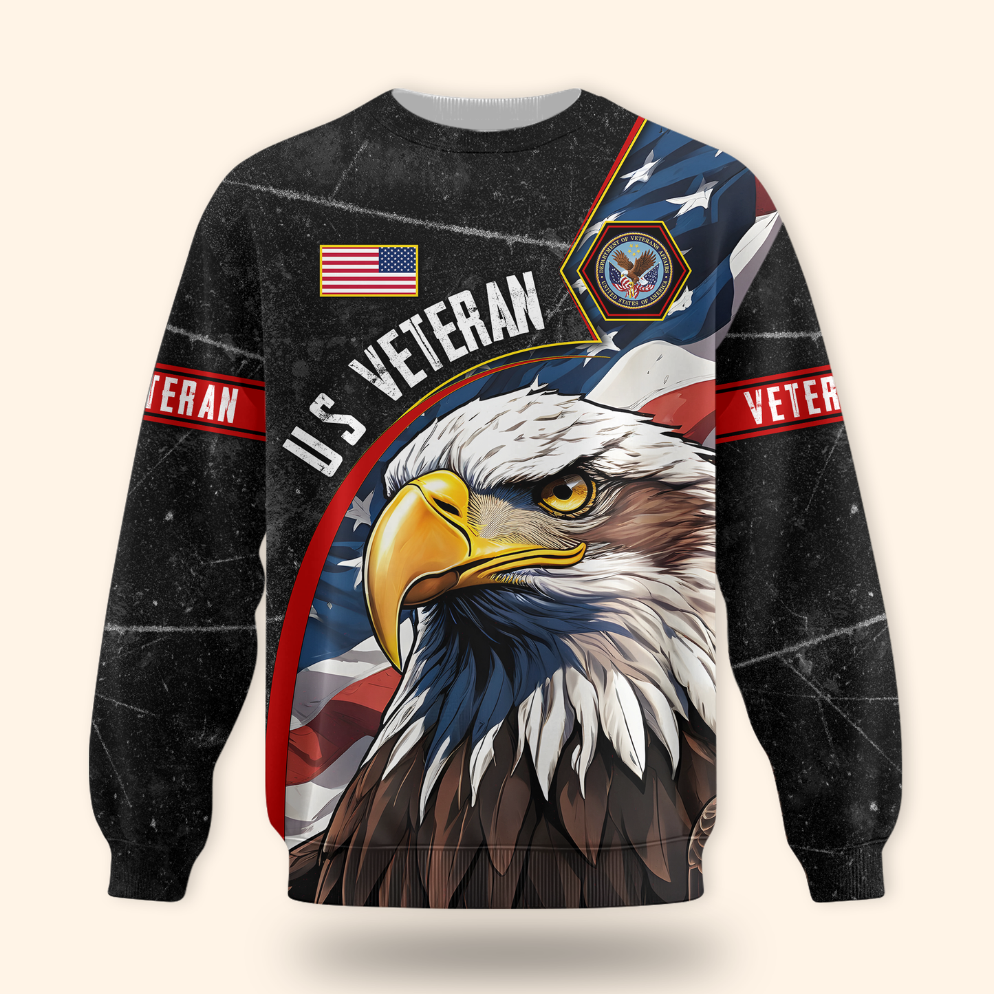 U.S. Veteran Hoodie – Eagle Design, Patriotic American Flag Zip Up MH2534