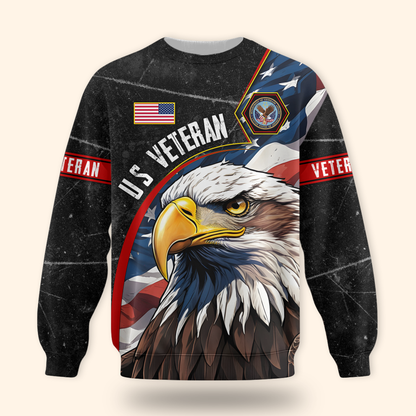 U.S. Veteran Hoodie – Eagle Design, Patriotic American Flag Zip Up MH2534