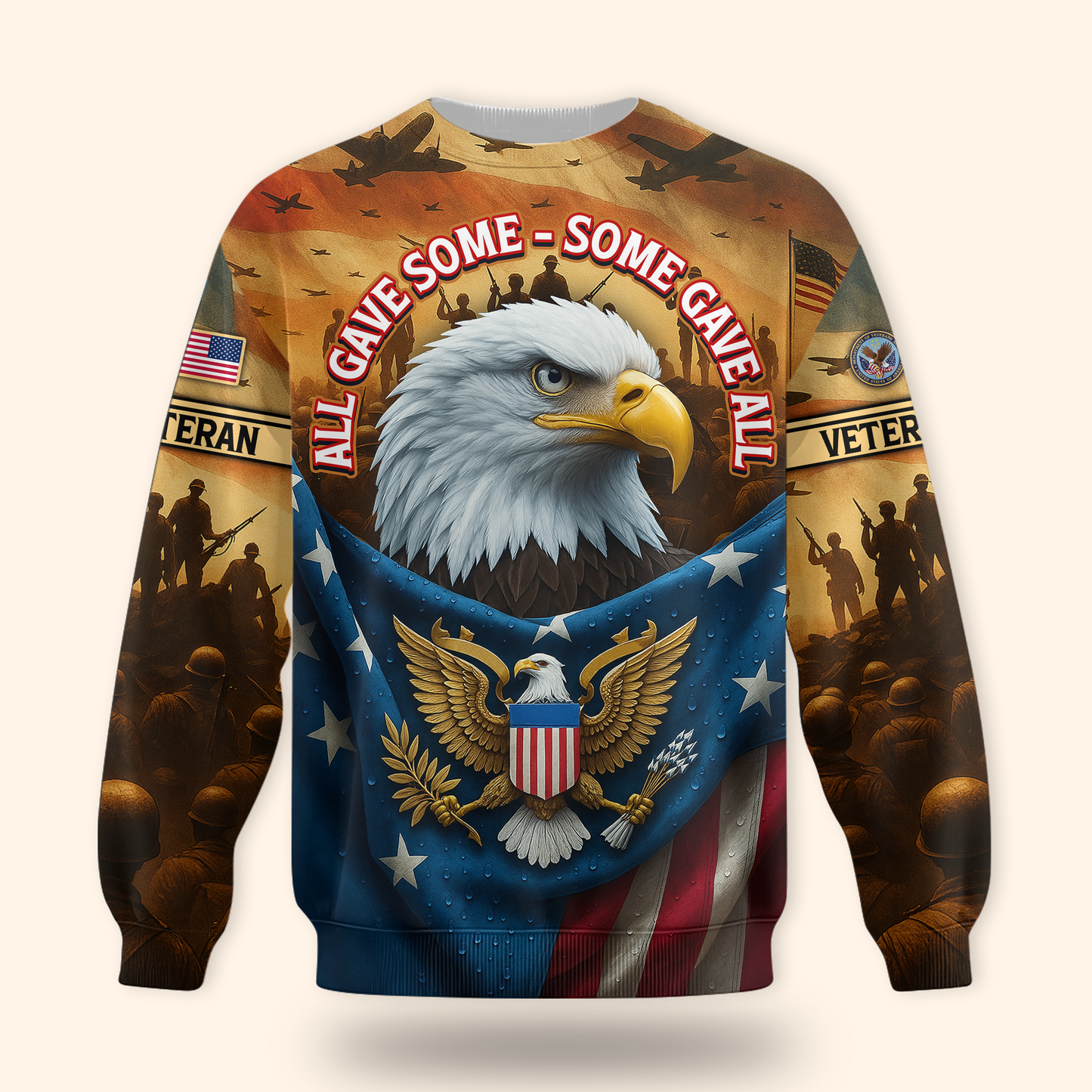 U.S. Veteran Hoodie – Eagle Design, Patriotic American Flag Zip Up MH2533