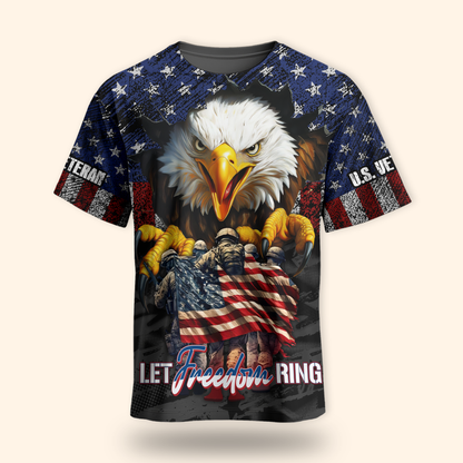 U.S. Veteran Hoodie – Let Freedom Ring, Bald Eagle & Flag Zip Up, Patriotic Military Sweatshirt for Heroes