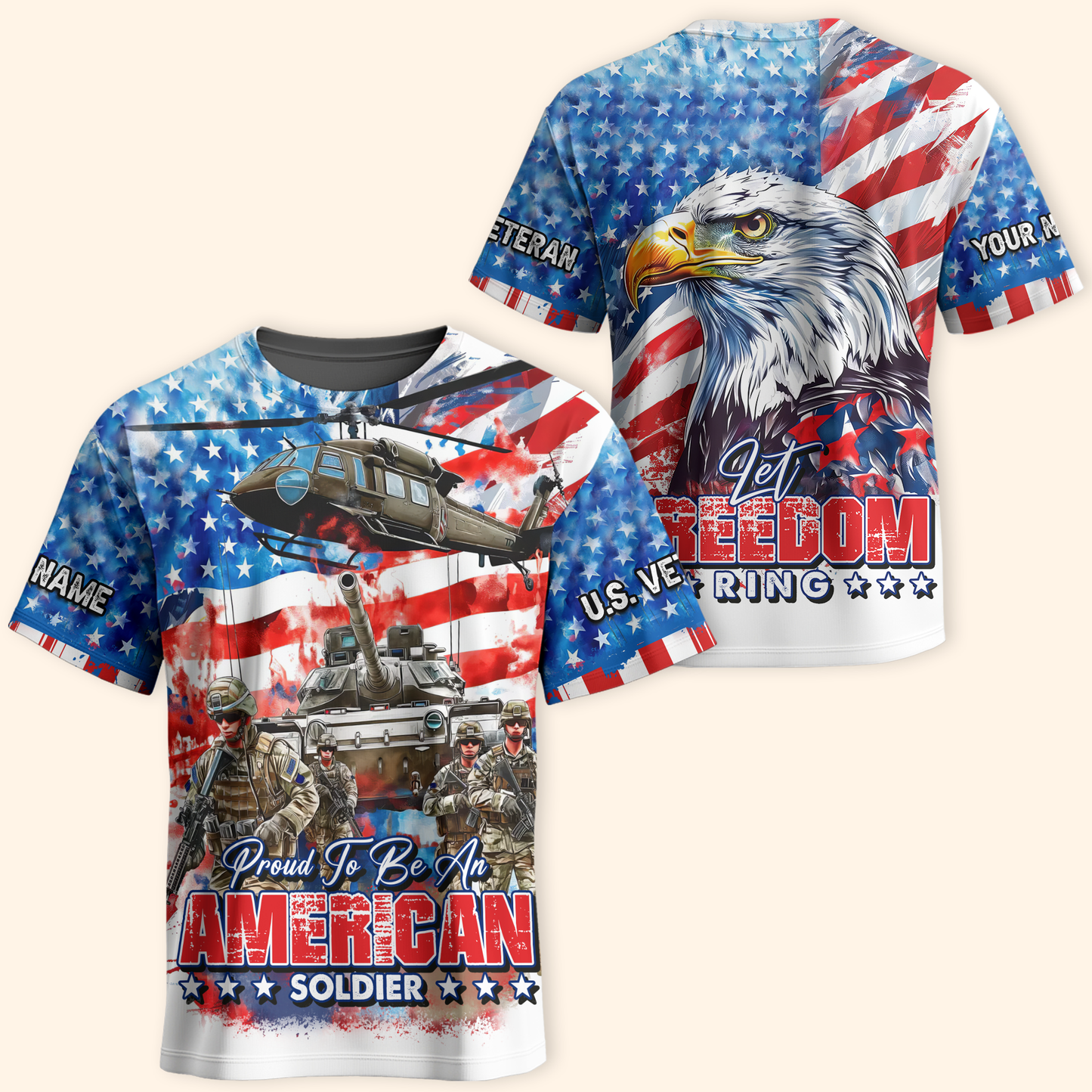 Proud To Be An American Soldier Hoodie – Patriotic US Veteran Zip Up – Let Freedom Ring, easychoo.com