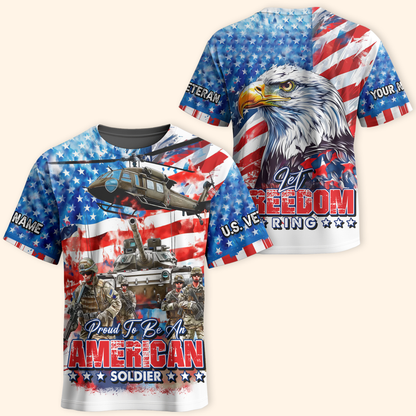 Proud To Be An American Soldier Hoodie – Patriotic US Veteran Zip Up – Let Freedom Ring, easychoo.com