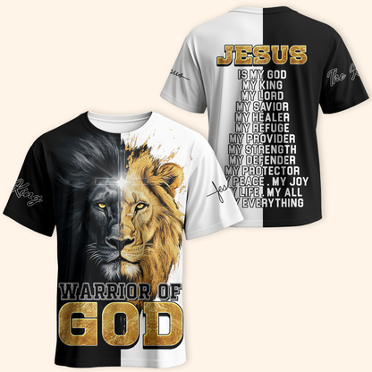 Christian Faith Hoodie – Warrior of God Zip Up Sweatshirt with Lion of Judah and Cross Design