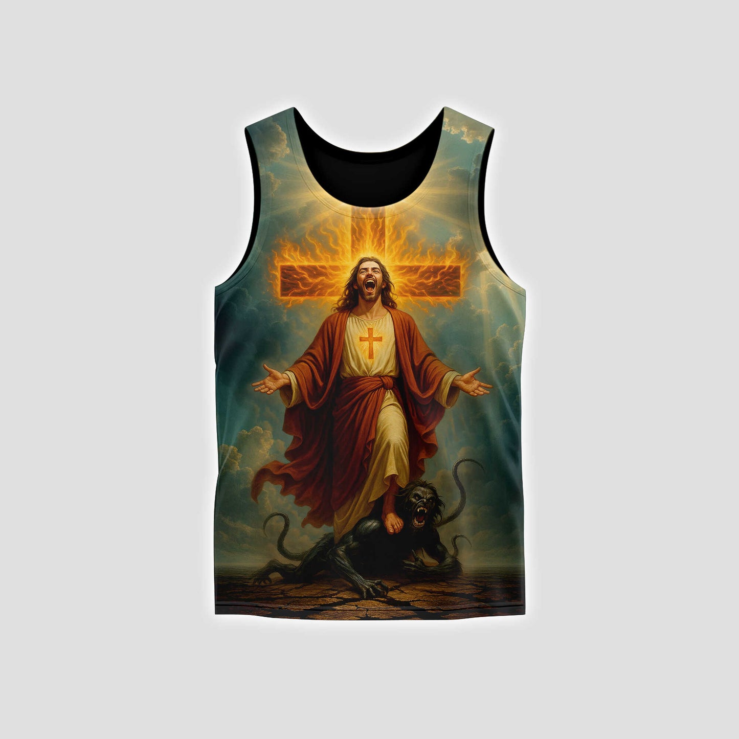 Faith Over Darkness – Powerful Jesus & Cross Design