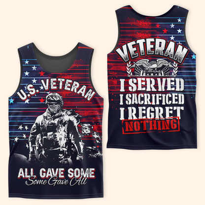 U.S. Veteran Hoodie – I Served I Sacrificed I Regret Nothing Zip Up