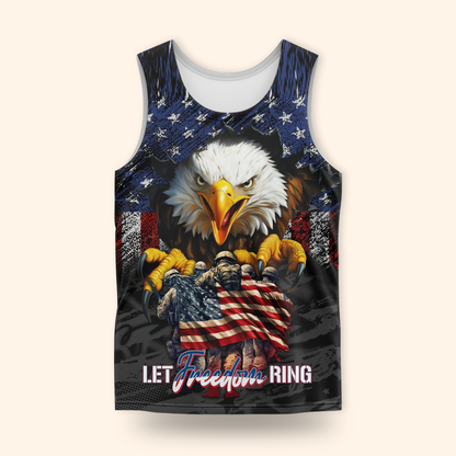 U.S. Veteran Hoodie – Let Freedom Ring, Bald Eagle & Flag Zip Up, Patriotic Military Sweatshirt for Heroes