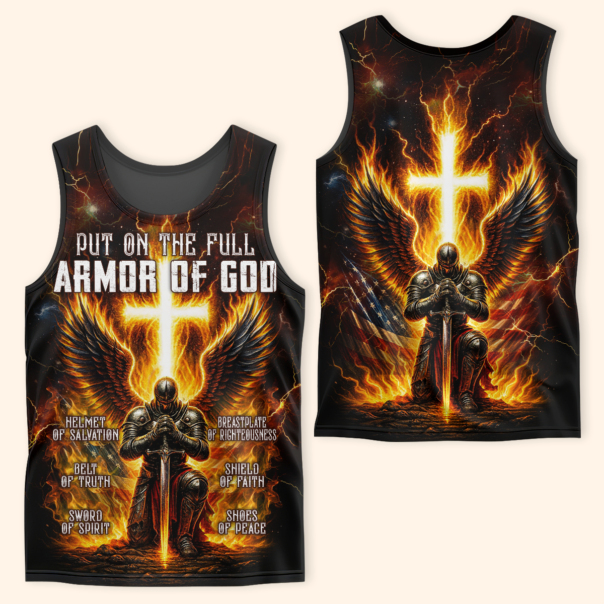Armor of God Hoodie – Christian Warrior Zip Up Sweatshirt with Cross and Bible Verse Design