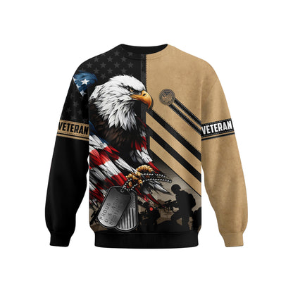 U.S. Veteran Hoodie – American Eagle Flag and Dog Tag Design, Patriotic Military Zip Up