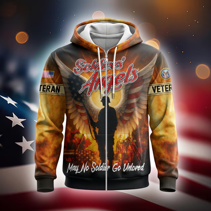 U.S. Veteran Hoodie – Eagle Design, Patriotic American Flag Zip Up MH2526