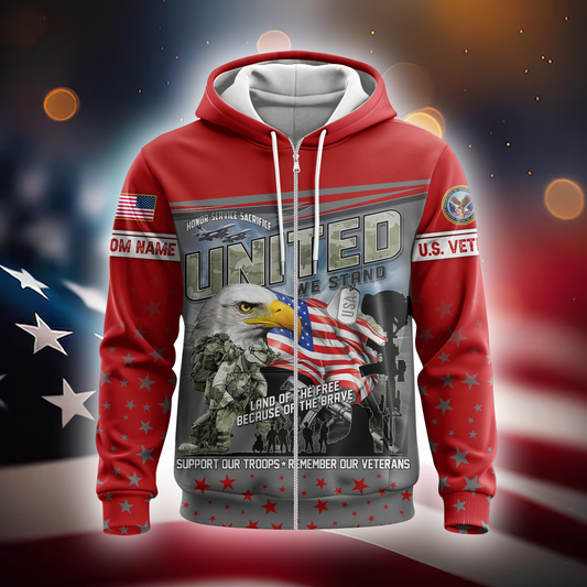 U.S. Veteran Hoodie – United We Stand Support Our Troops Sweatshirt