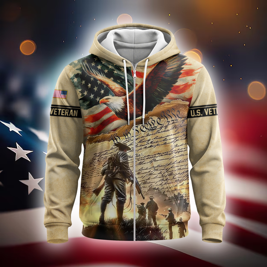 U.S. Veteran Hoodie – We The People American Eagle Zip Up