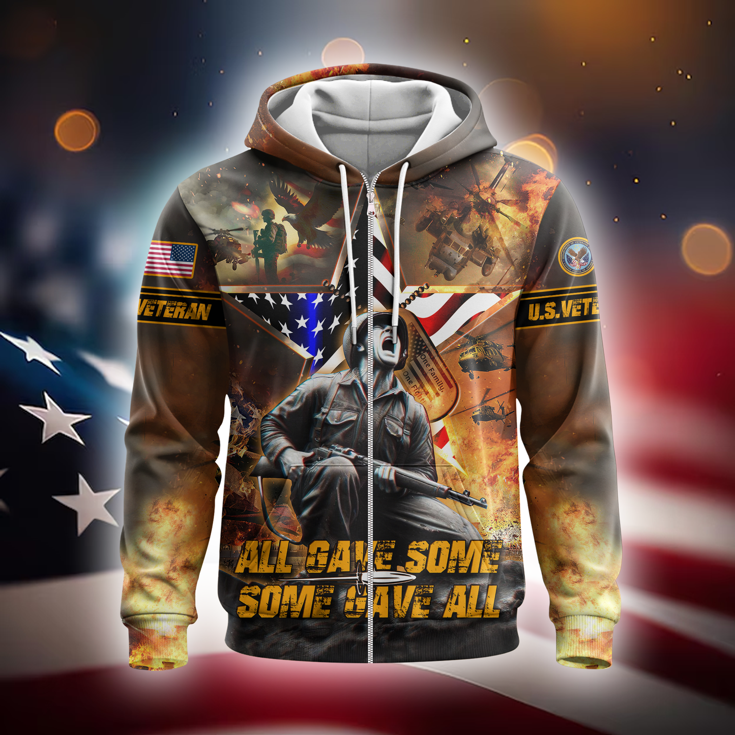 U.S. Veteran Hoodie – All Gave Some Some Gave All, American Flag Patriotic Military Hoodie, Veteran Day Gift for Heroes