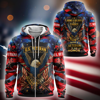 U.S. Veteran Hoodie – Being a Soldier Is a Choice, Being a Veteran Is an Honor Design, easychoo.com