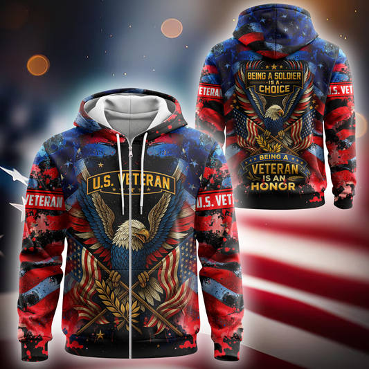 U.S. Veteran Hoodie – Being a Soldier Is a Choice, Being a Veteran Is an Honor Design, easychoo.com